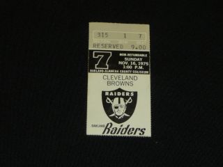 1975 Oakland Raiders Nfl Football Ticket Stub Vs Browns Raiders Win 38 - 17