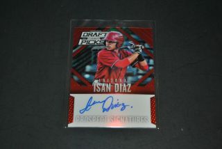 2014 Panini Prizm Draft Picks Red 073/100 Isan Diaz 70 Auto Rookie Card