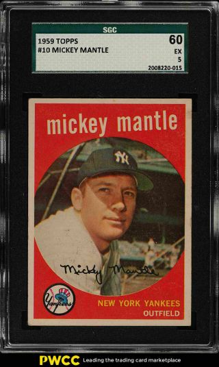 1959 Topps Mickey Mantle 10 Sgc 5 Ex (pwcc)