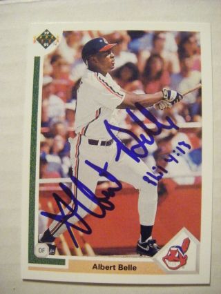 Albert Belle Signed Indians 1991 Upper Deck Baseball Card Auto Lsu Baton Rouge