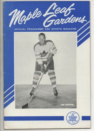 1963 - 64 Toronto Maple Leafs Nhl Program Maple Leaf Gardens Jim Pappin Blackhawks