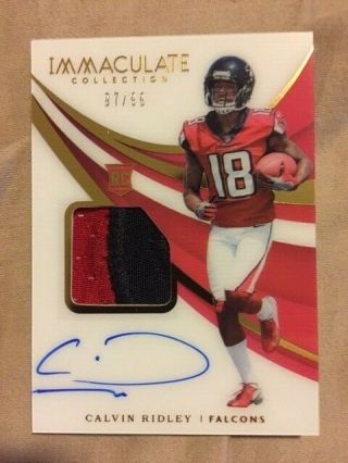 Calvin Ridley 2018 Panini Immaculate Patch Auto 97/99 On Card Autograph