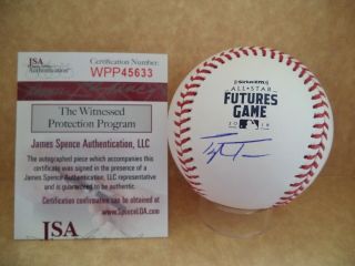 Taylor Trammell Signed Auto 2018 Futures Game Baseball Reds/mvp Jsa Wpp45633
