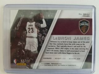 2017 - 18 PRIZM PANINI GET HYPED LEBRON JAMES GOLD REFRACTOR 8/10 2