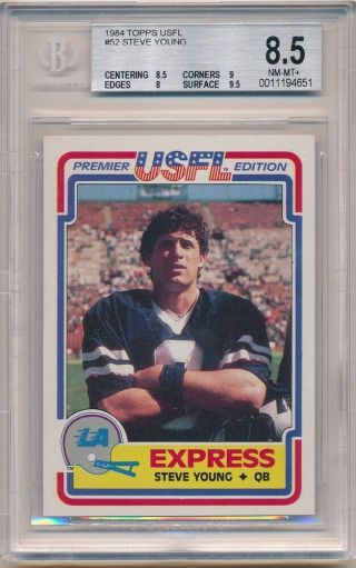 Steve Young 1984 Topps Usfl 52 Rc Rookie Card 49ers Bgs 8.  5 Nm - Mt,  $400,