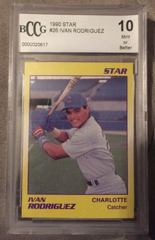 1990 Star Ivan " Pudge " Rodriguez Rookie Card Bccg 10 Psa Rangers Hall Of Fame