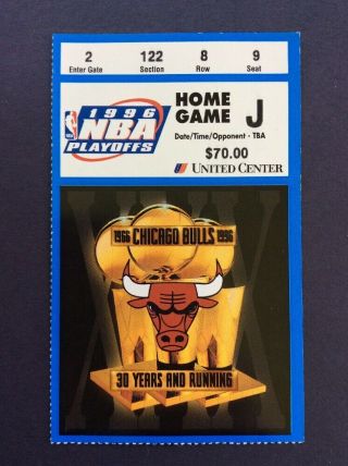 1996 Bulls Ticket Stub Nba Finals Game 2 Vs.  Sonics Jordan 29 8 6 June 7th