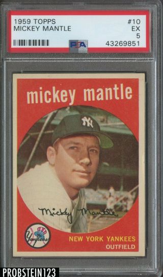 1959 Topps Mickey Mantle 10 Psa 5 York Yankees