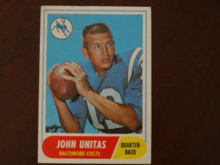 1968 John Johnny Unitas Baltimore Colts Quarterback Topps 100 Baseball Card