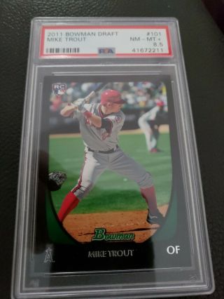 2011 Bowman Draft 101 Mike Trout Angels Rc Rookie Psa 8.  5