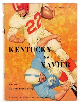 1962 Kentucky Wildcats V Xavier Musketeers Football Program 11/17 Vg 49696b23