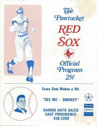 1970 Pawtucket Red Sox Minor League Baseball Program - 1st Season Eastern League