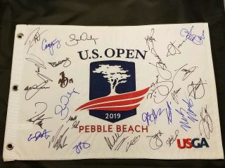 2019 Us Open Championship Pebble Beach Field Signed Flag Spieth,  Rose,  Mcdowell