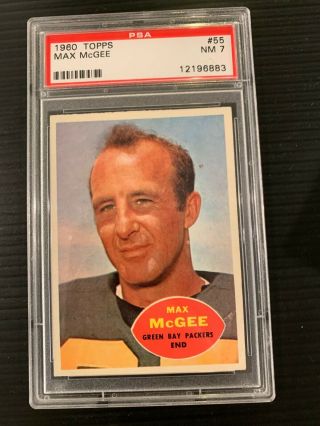 1960 Topps 55 Max Mcgee Green Bay Packers Football Card Psa 7 Nm