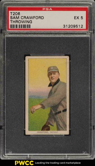 1909 - 11 T206 Sam Crawford Throwing Psa 5 Ex (pwcc)