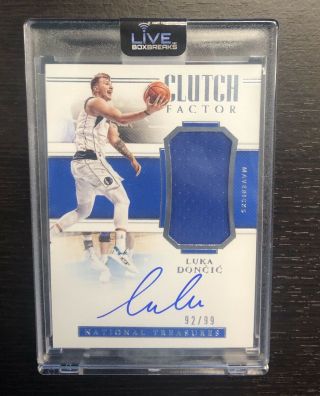 Luka Doncic 2018 - 19 National Treasures Autograph Cf Rookie Patch Auto Rpa 92/99