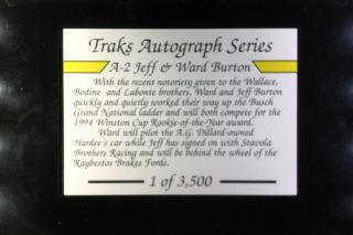 1994 TRAKS AUTOGRAPH WARD & JEFF BURTON CARD CARD - 2 (VERY GOOD) 2