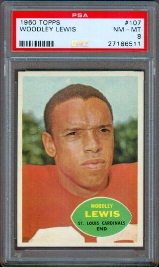 1960 Topps Football 107 Woodley Lewis Cardinals Psa 8