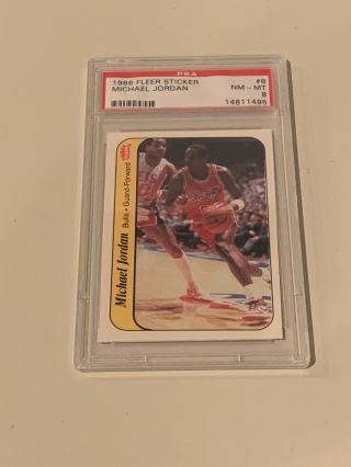 1986 Fleer Michael Jordan Sticker Chicago Bulls Psa 8 8 Basketball Card