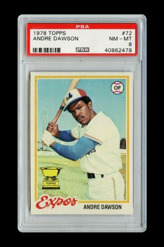 1978 Topps 72 Andre Dawson Montreal Expos Psa 8 Nm - Mt Hof All - Star Rookie Cup