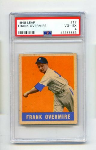 1948 Leaf Frank Overmire 17 Detroit Tigers Baseball Card Psa Vg - Ex 4 (evans)