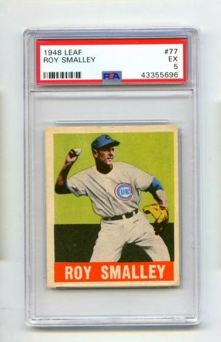 1948 Leaf Roy Smalley 77 Chicago Cubs Baseball Card Psa Ex 5 (evans)