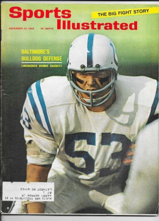 Sports Illustrated November 29,  1965 - Baltimore Dennis Gaubatz - Football