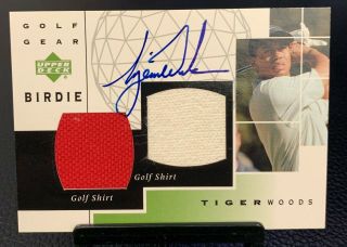 2003 Upper Deck Tiger Woods Dual Shirt Auto Golf Gear Limited Masters Champ Ud