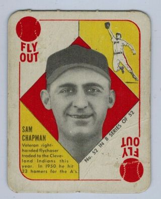 1951 Topps Blue Back 52 Sam Chapman Cleveland Indians Baseball Card