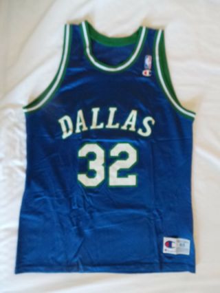 Champion Jamal Mashburn Dallas Mavericks Jersey Mavs Sz 48 Xl Vintage 90s Rookie