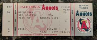 George Brett 3000 Hit Full Ticket Royals Vs Angels 1992