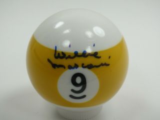 WILLIE MOSCONI SIGNED PSA/DNA CERTIFIED AUTOGRAPHED 9 BILLIARD POOL BALL. 3