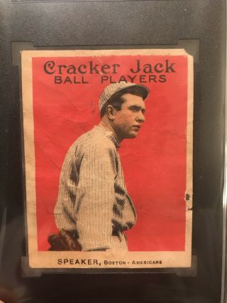 1914 Cracker Jack Tris Speaker SGC Auth Eye Appeal Tough Card 3