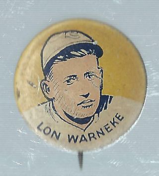 1933 Cracker Jack Pins Lon Warneke Chicago Cubs Ex - Mt