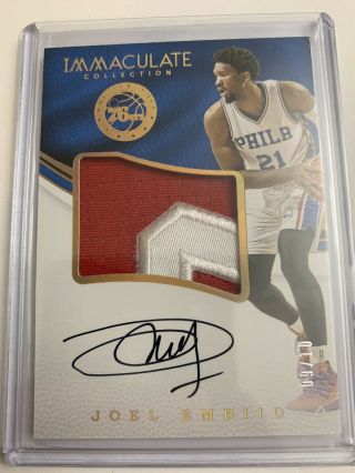 Joel Embiid Immaculate Gold Patch Auto 9/10 Nasty Patch
