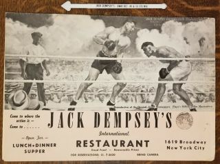 Vintage Menu Jack Dempsey 