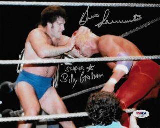 Bruno Sammartino & Superstar Billy Graham Wwf Signed Autograph 8x10 Photo Psa