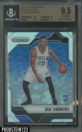 2016 - 17 Panini Prizm Silver 1 Ben Simmons 76ers Rc Rookie Bgs 9.  5 W/ 10