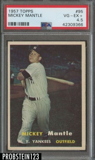 1957 Topps 95 Mickey Mantle York Yankees Hof Psa 4.  5 Vg - Ex,