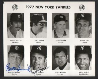 1977 Ny Yankees Publicity Photo Signed By Elston Howard Dick Howser Lelands Loa