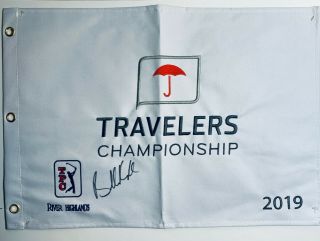 Brooks Koepka Signed Autograph 2019 Travelers Championship Golf Flag Proof