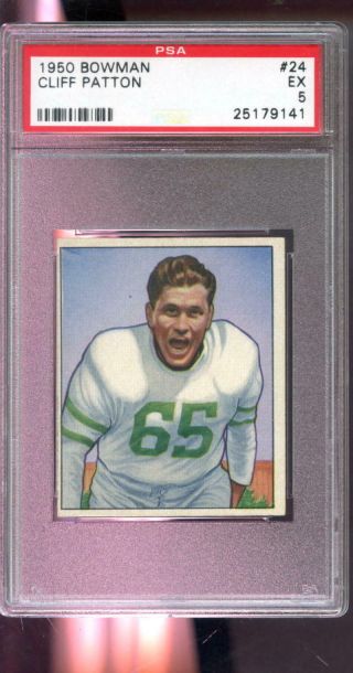 1950 Bowman 24 Cliff Patton Philadelphia Eagles Ex Psa 5 Graded Football Card