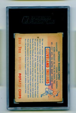 1954 Dan - DEE Potato Chips Baseball Card Al Lopez PSA 1.  5 FR (Evans) 2