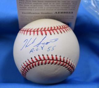 Herb Score 55 Roy Psa Dna Autograph American League Oal Hand Signed Baseball