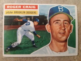 1956 Topps 63 Roger Craig Rookie Rc Dodgers Baseball Card