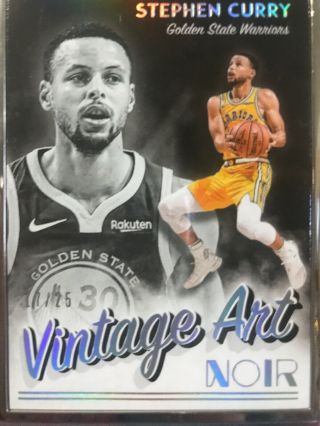 2018 - 19 Noir Vintage Art Stephen Curry 17/25 Goldenstate Warriors Basketball