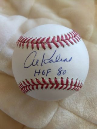 Al Kaline Tigers Autographed Baseball Inscribed " Hof 80 " Uv Ball Cube Jsa