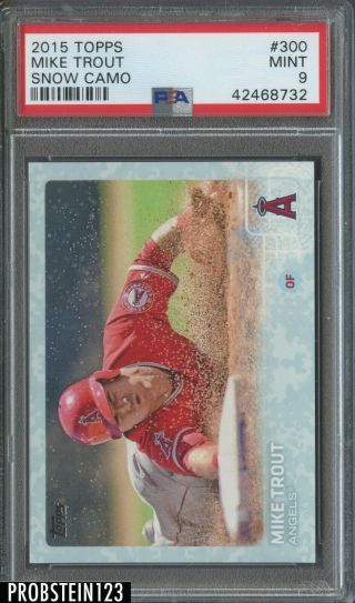 2015 Topps Snow Camo Mike Trout Angels Psa 9