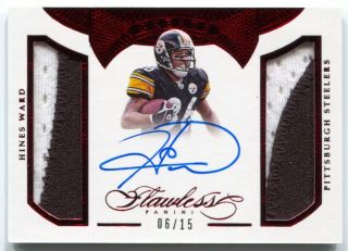 2016 Panini Flawless Hines Ward Autograph Greats Ruby 2x Patch Auto /15