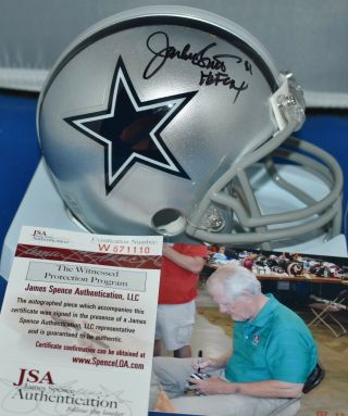 Jackie Smith Autographed Mini Helmet Dallas Cowboys Hof 1994 Jsa